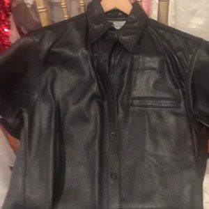 Black leather cop shirt